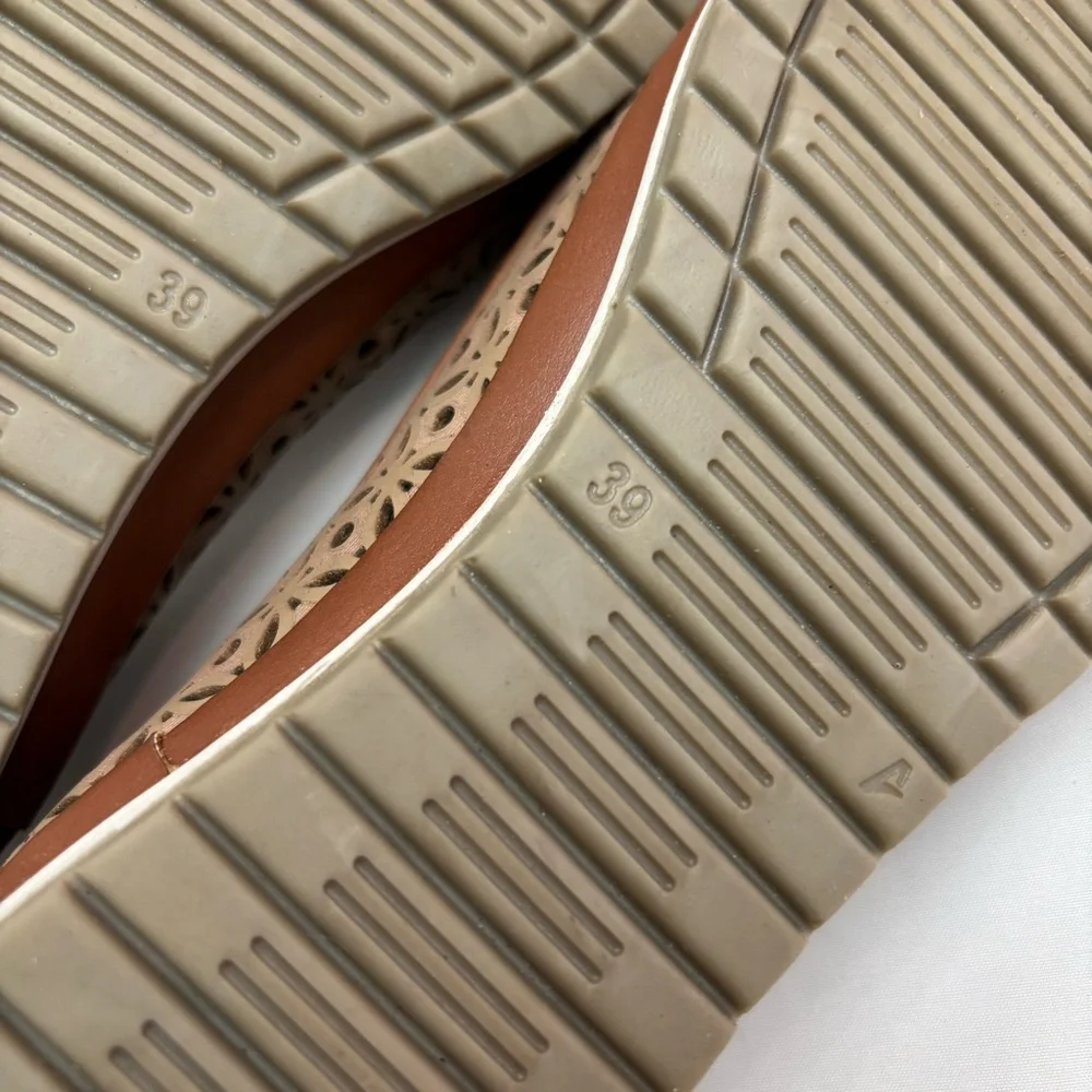 Spring Step Tulisa Slip On Brown Perforated Leather Flats Size 8